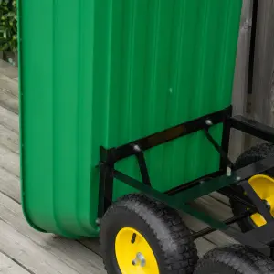 Outsunny 125L Garden Cart Trolley Dump Wheelbarrow Trailer Truck 4 Wheels Green