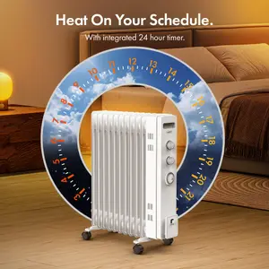 VonHaus Oil Filled Radiator 11 Fin, Oil Heater Portable Electric Free Standing 2500W for Home, Office, Any Room