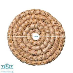 Argon Tableware - Round Woven Palm Leaf Placemats & Coasters Set - 12pc