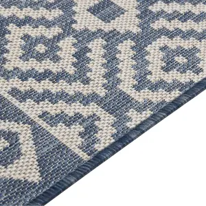 Outdoor Flatweave Rug 80x250 cm Blue Stripes