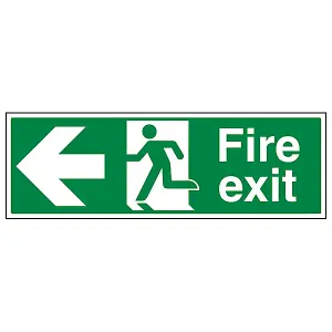 FIRE EXIT Safety Sign Arrow Left - 1mm Rigid Plastic - 450 X 150mm