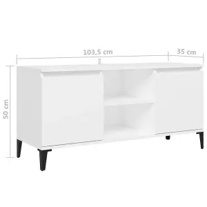 Berkfield TV Cabinet with Metal Legs White 103.5x35x50 cm