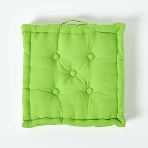 Homescapes Cotton Lime Green Floor Cushion, 40 x 40 cm