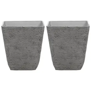 Set of 2 Plant Pots 49 x 49 x 53 cm Grey DELOS