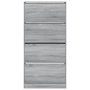 Shoe Cabinet with 4 Flip-Drawers Grey Sonoma 80x21x163.5 cm