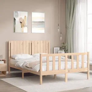 Berkfield Bed Frame with Headboard 140x190 cm Solid Wood