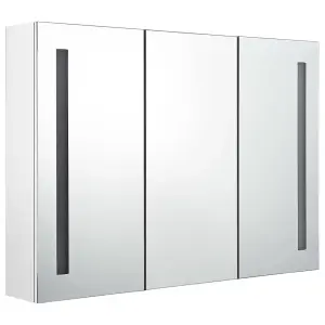 Berkfield LED Bathroom Mirror Cabinet 89x14x62 cm Shining White