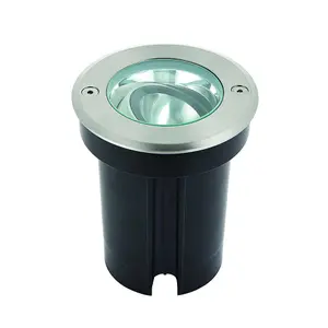 Luminosa Hoxton Outdoor Recessed Ground Light Warm White IP67 6W Matt Black Paint & Brushed Stainless Steel