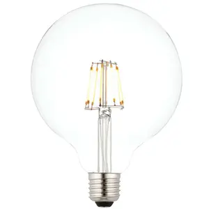 E27 Edison Dimmable LED Filament Light Bulb 6W Warm White Glass 125mm Globe Lamp