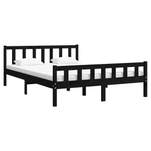 Berkfield Bed Frame Black Solid Wood 150x200 cm King Size