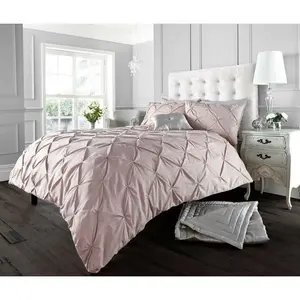 Barney Solid Colour Duvet Cover Set with Pillowcases Soft Pink / Super King - 2 Standard Pillowcases