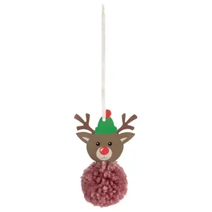 Pom Pom Decoration Kit: Christmas: Reindeer: Pack of 1