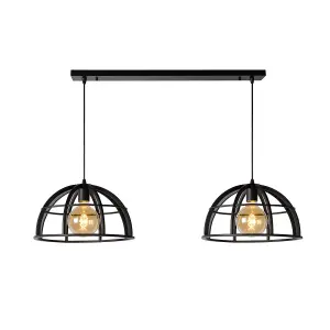 Lucide Dikra Modern Bar Pendant Light - 2xE27 - Black