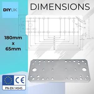 200 x 35 x 2.5mm Flat Joining Metal Plates Brackets ( Pack of: 40 ) Galvanised Steel