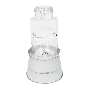 Rink Drink Glass Drinks Dispenser with Tap & Silver Bucket Stand - 6.5L