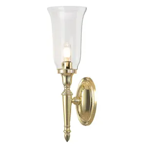 IP44 Wall Light Tall Clear Glass Shade LED Included Polished Brass LED G9 3.5W