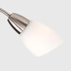 ValueLights Barine 3 Way Brushed Chrome Curved Arm Ceiling Light with Frosted Glass Shades