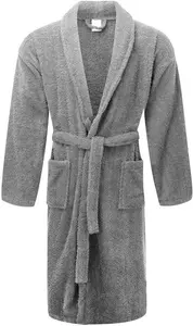 Terry Towelling Dressing Gown Grey - From The Towel Shop