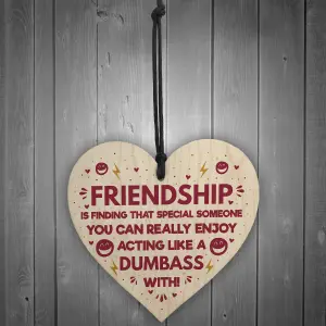 Red Ocean FUNNY Gift For Best Friend Wooden Heart Friendship Plaques Birthday Gifts For Women Friend Keepsake Gifts