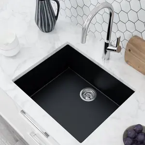 Astini Scuti 1.0 Large Bowl Black SMC Synthetic Inset/Undermount Kitchen Sink