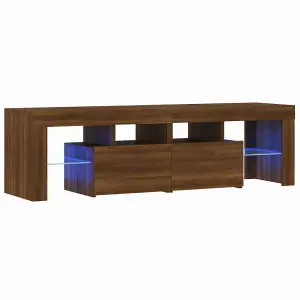 Berkfield TV Cabinet with LED Lights Brown Oak 140x36.5x40 cm