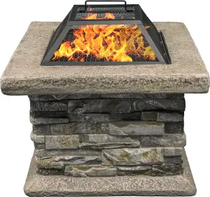 Centurion Supports Fireology VIETRI Majestic Garden Fire Pit Brazier and Barbecue with Eco-Stone Finish