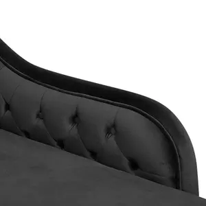 Left Hand Chaise Lounge Velvet Black NIMES