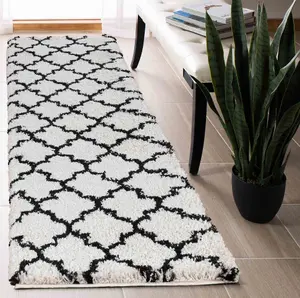 Moroccan Berber Shaggy Rugs Living Room Trellis Stone 60x220 cm