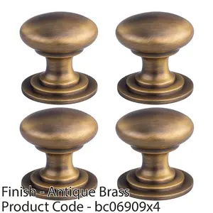 4 PACK - Victorian Tiered Door Knob - 50mm Antique Brass Cabinet Pull Handle Round Rose