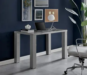 Furniturebox UK Pivero Grey High Gloss Computer PC Home Working Office Desk