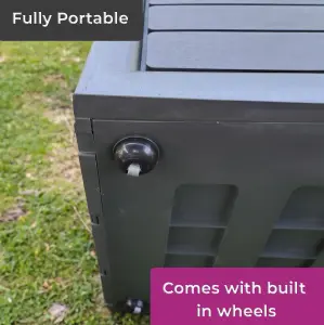 320L Litre Dark Grey Plastic Waterproof Outdoor Garden Storage Box