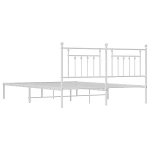 Berkfield Metal Bed Frame with Headboard White 183x213 cm