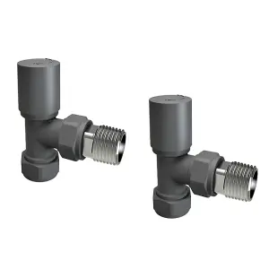 Manual Radiator Angled TRV Valve - 15mm x 1.2" Anthracite Finish