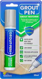 Large Grout Pen - Designed for restoring tile grout in bathrooms & kitchens (Light Grey)