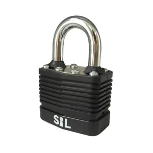 Smith & Locke Laminated Steel Black Open shackle Padlock (W)55mm