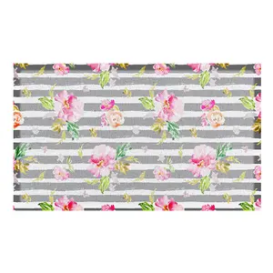 Grey Striped Peony Indoor & Outdoor Doormat - 70x40cm