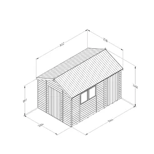 Forest Garden Timberdale 12x8 ft Apex Wooden Shed with floor - Assembly service included