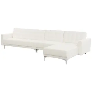 Corner Sofa ABERDEEN White Faux Leather Left Hand