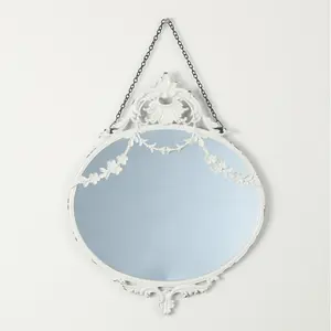 Metal Flat Wall Mirror White