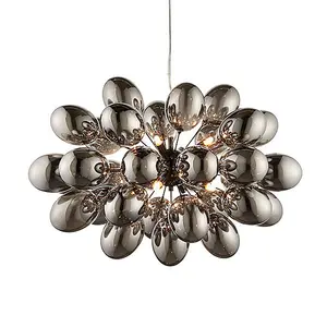 Luminosa Infinity Pendant Black Chrome Effect Plate & Smokey Mirror Effect Tinted Glass 8 Light Dimmable IP20 - G9