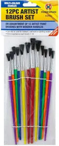 24Pc Wooden Artist Paint Brush Set Painting Brushes Colour Handle