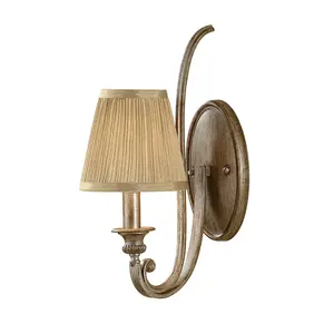 Wall Light Curved Design Gold Shade Mushroom Pleat Silver Sand LED E14 60W