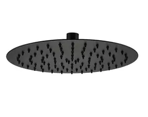 Aquarius RainLux Round Matt Black 2 Outlet Overflow Filler Shower Bundle