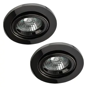 Litecraft 2 Pack Black Chrome Modern IP20 Fire Rated Adjustable Downlights