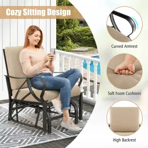 Costway Outdoor Patio Glider Ergonomic Design Single-person Rocking Chair w/ Cushion