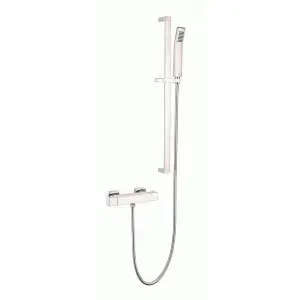 Chrome Thermostatic Mounted Bar Mixer Shower With Wall Mounted Slide Rail Kit (River) - 1 Shower