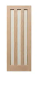 Modern 3P Panel Oak Clear Glzd Door 1981 x 838mm