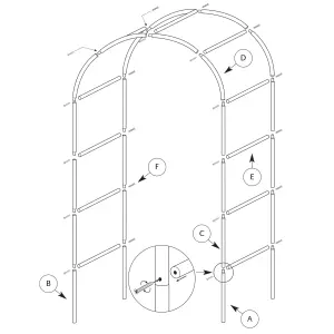 2M Garden Arch Trellis Arched Metal Tubular Frame Climbing Plant Archway Arbour