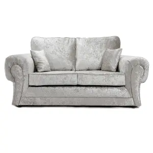 Chelsea Silver Crushed Velvet Large 3 + 2 Seater Sofa Set Rolled Arms