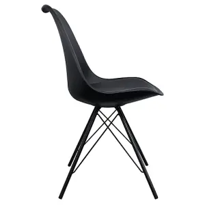 Soho Black Plastic Dining Chair with Black Metal Legs